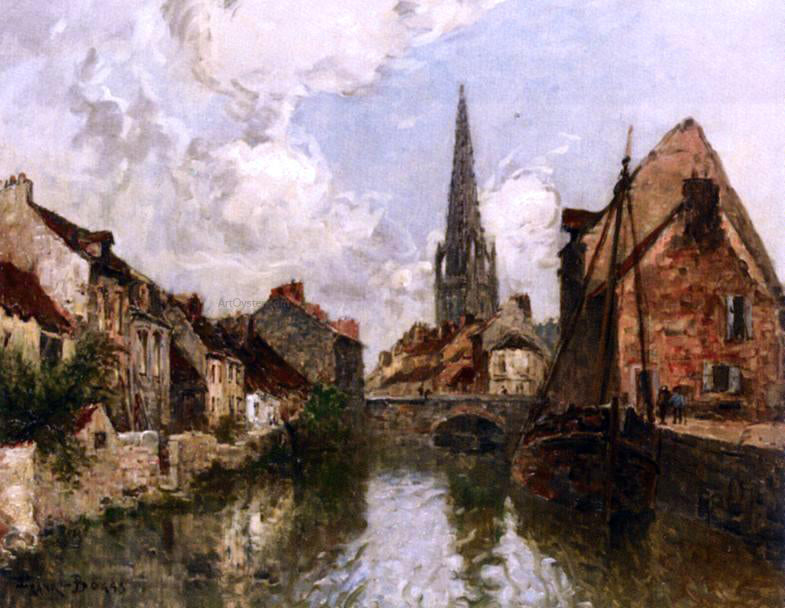  Frank Myers Boggs Along the Canal - Hand Painted Oil Painting