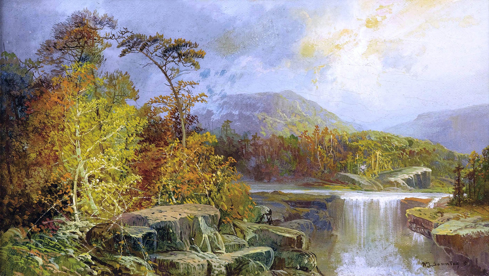  William Louis Sonntag Along the Ohio - Hand Painted Oil Painting