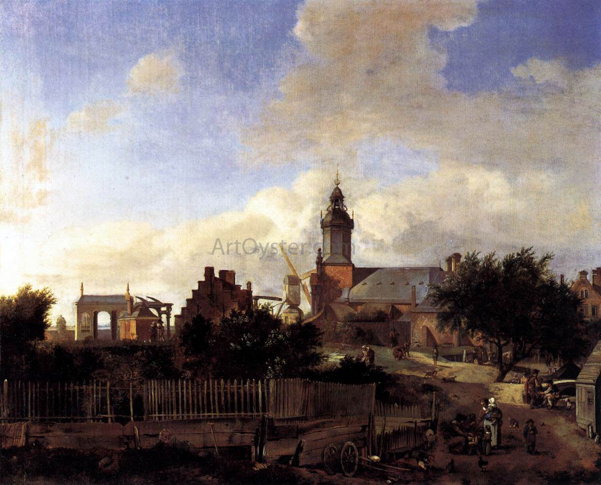  Jan Van der Heyden Amsterdam: Street before Haarlem Tower - Hand Painted Oil Painting
