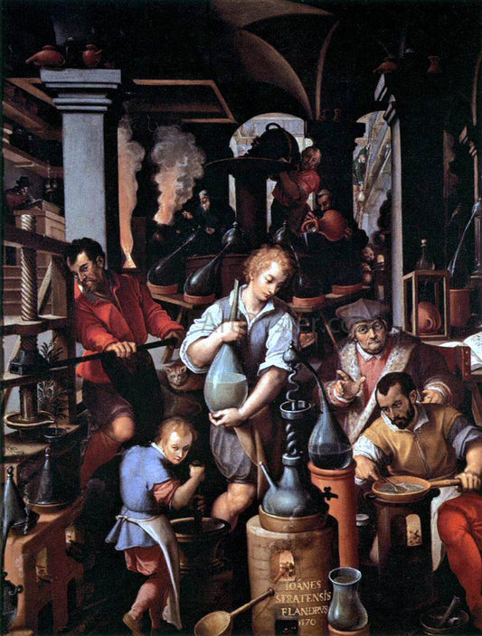  Johannes Stradanus An Alchemist's Laboratory - Hand Painted Oil Painting