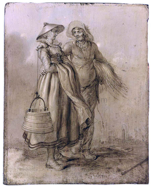  Adriaen Pietersz Van de Venne An Amorous Peasant Couple Conversing - Hand Painted Oil Painting