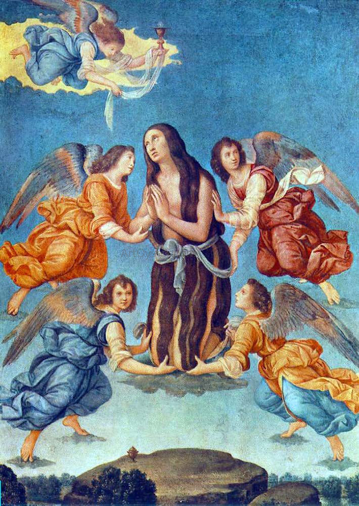  Lorenzo Di Credi An Angel Brings the Holy Communion to Mary Magdalen - Hand Painted Oil Painting