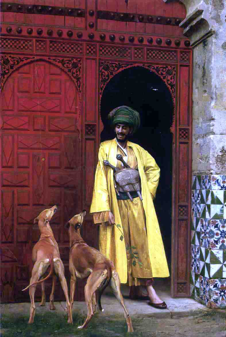  Jean-Leon Gerome An Arab and His Dogs - Hand Painted Oil Painting