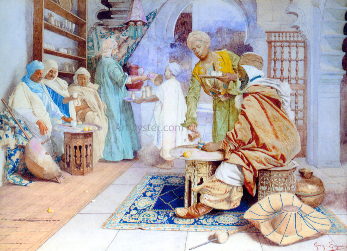  Guiseppe Signorini An Arab Cafe - Hand Painted Oil Painting