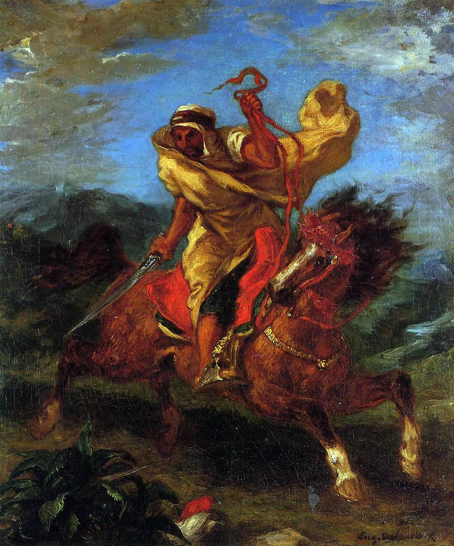  Eugene Delacroix An Arab Horseman at the Gallop - Hand Painted Oil Painting