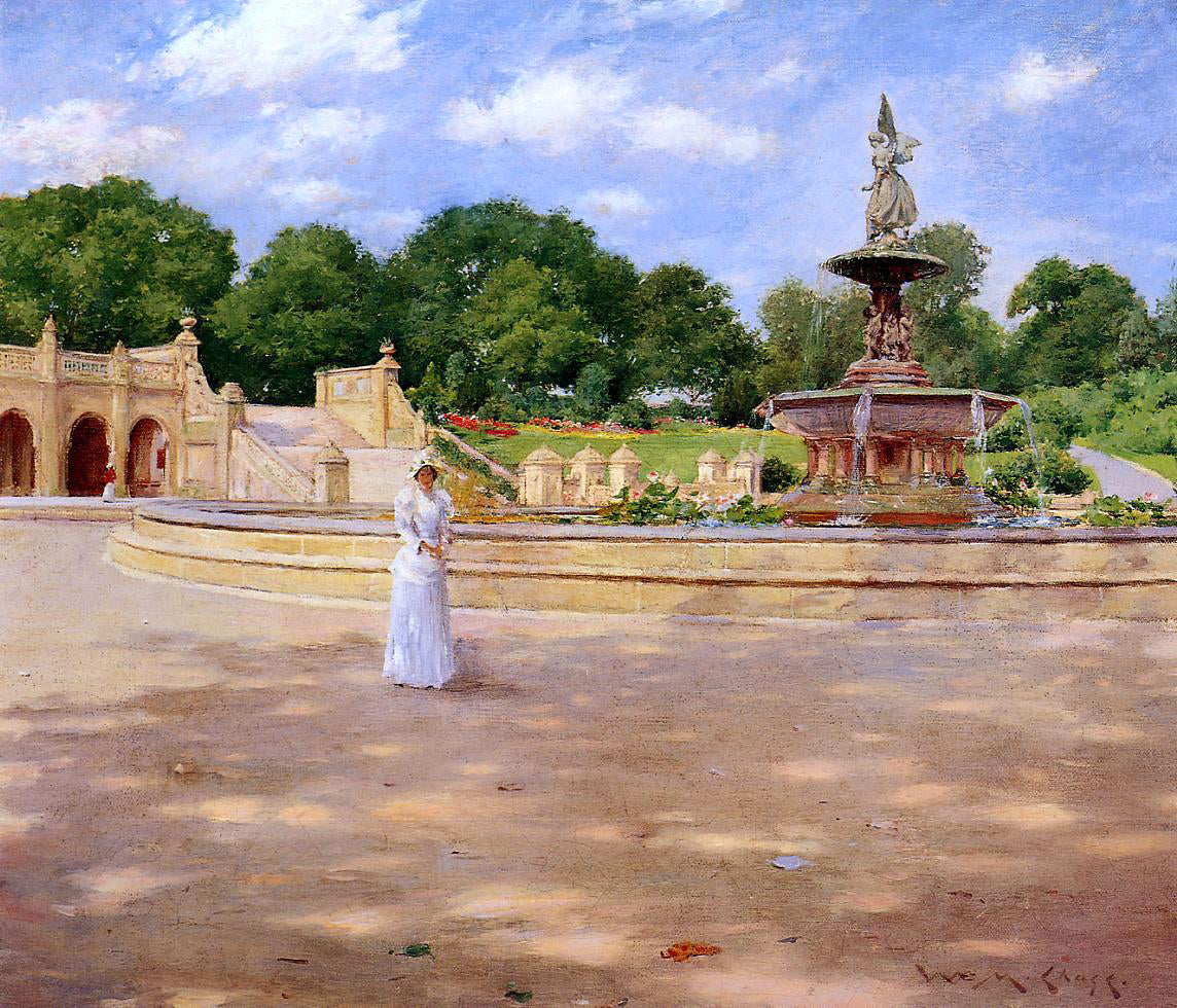  William Merritt Chase An Early Stroll in the Park - Hand Painted Oil Painting