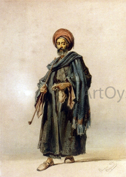  Count Amadeo Preziosi Egyptian Man with a Pipe - Hand Painted Oil Painting