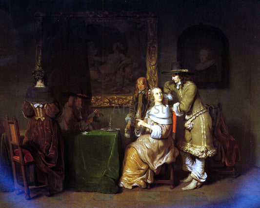  Gerbrand Van den Eeckhout An Elegant Company Playing Cards - Hand Painted Oil Painting