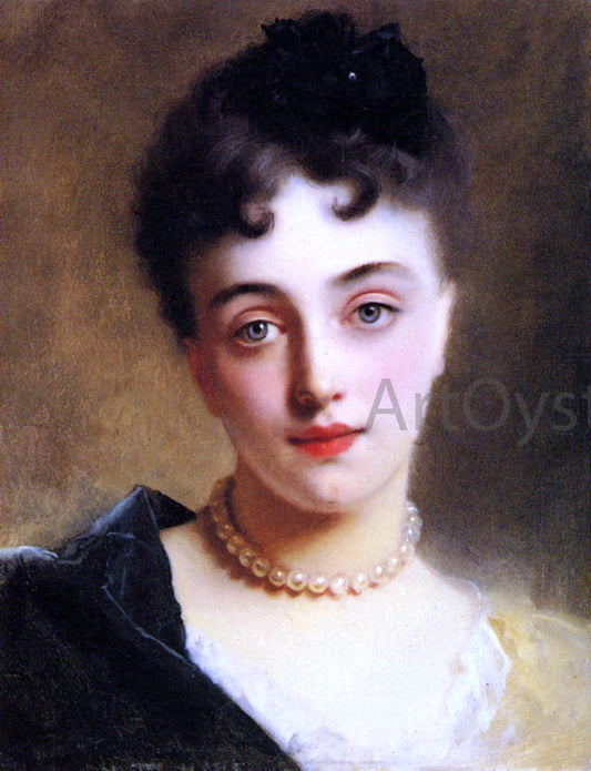  Gustave Jean Jacquet An Elegant Lady with Pearls - Hand Painted Oil Painting
