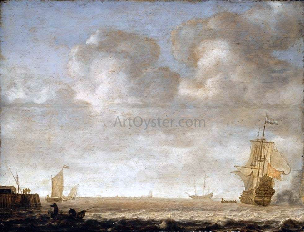  Simon De Vlieger An Estuary Scene - Hand Painted Oil Painting