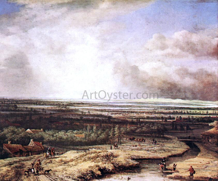  Philips Koninck An Extensive Landscape with a Hawking Party - Hand Painted Oil Painting