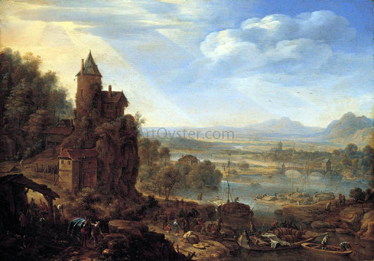  Herman Saftleven An Extensive Rhenish River Landscape - Hand Painted Oil Painting