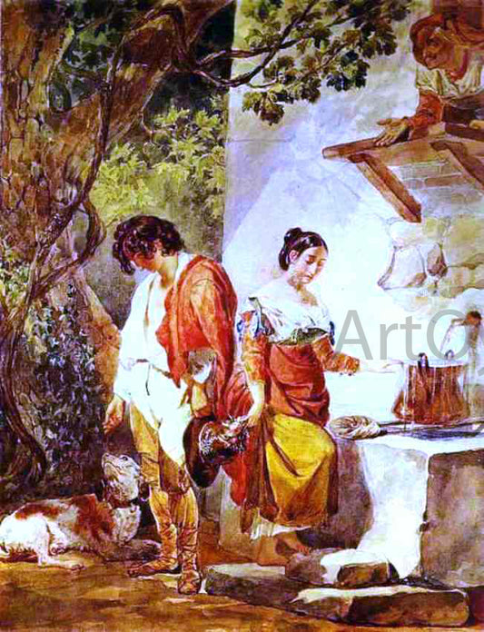  Karl Pavlovich Brulloff An Interrupted Date - Hand Painted Oil Painting