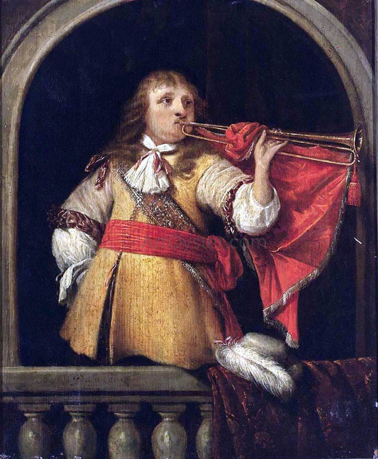 Anthonie Palamedesz An Officer Blowing a Trumpet - Hand Painted Oil Painting