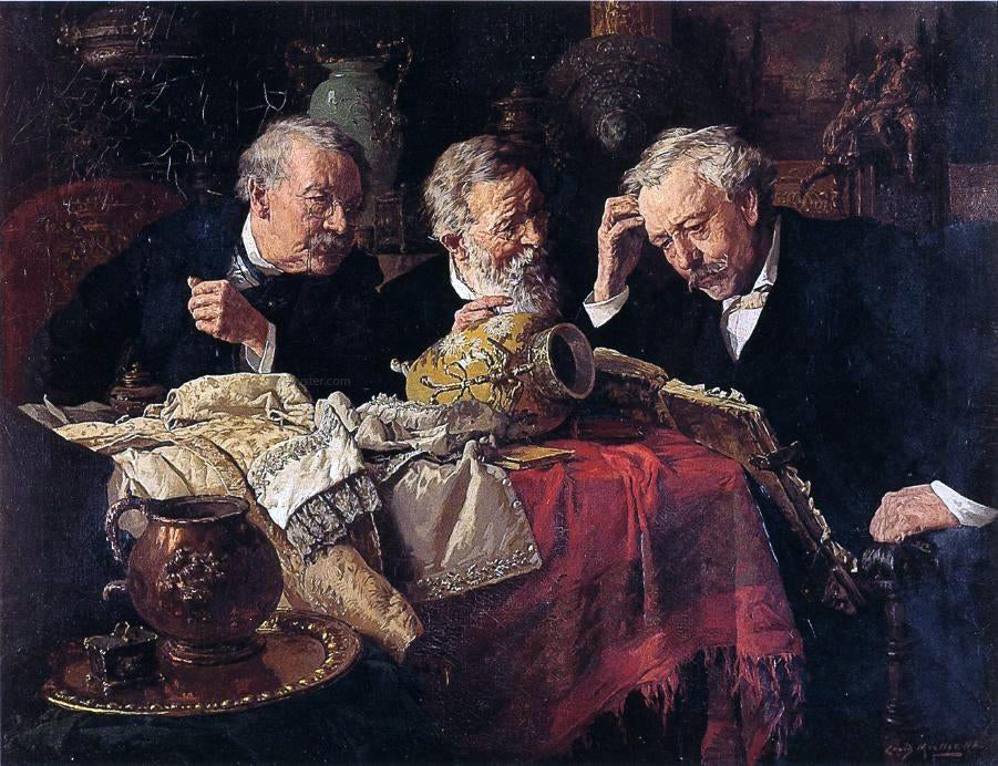  Louis C Moeller An Old Antique Volume (also known as The Antique Dealers) - Hand Painted Oil Painting