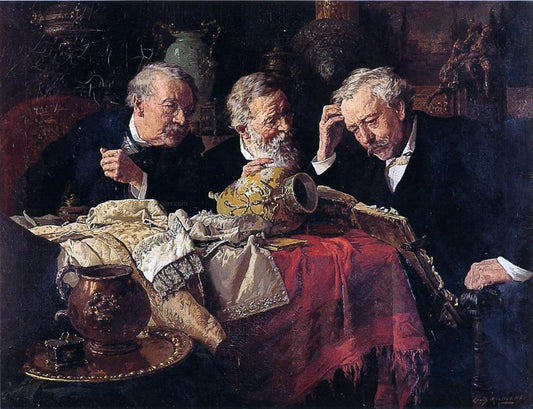  Louis C Moeller An Old Antique Volume (also known as The Antique Dealers) - Hand Painted Oil Painting