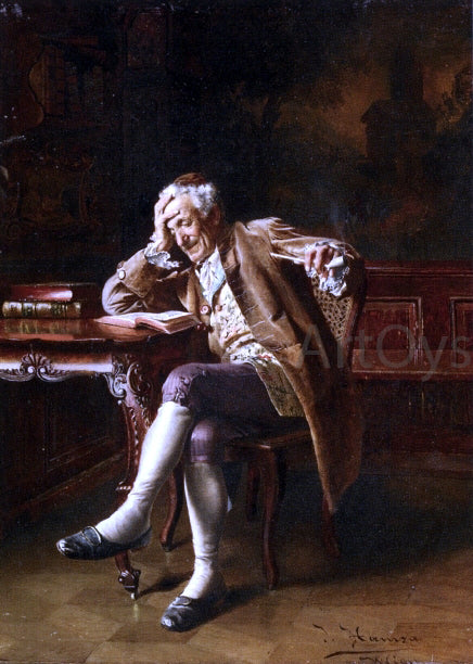  Johann Hamza An Old Man Reading - Hand Painted Oil Painting