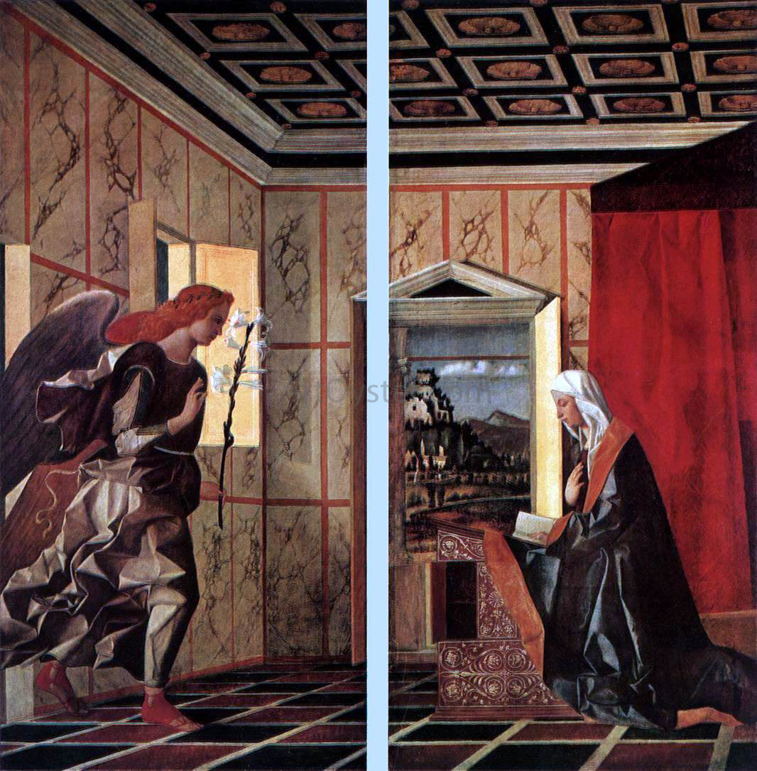  Giovanni Bellini Angel Announcing and Virgin Announciated - Hand Painted Oil Painting