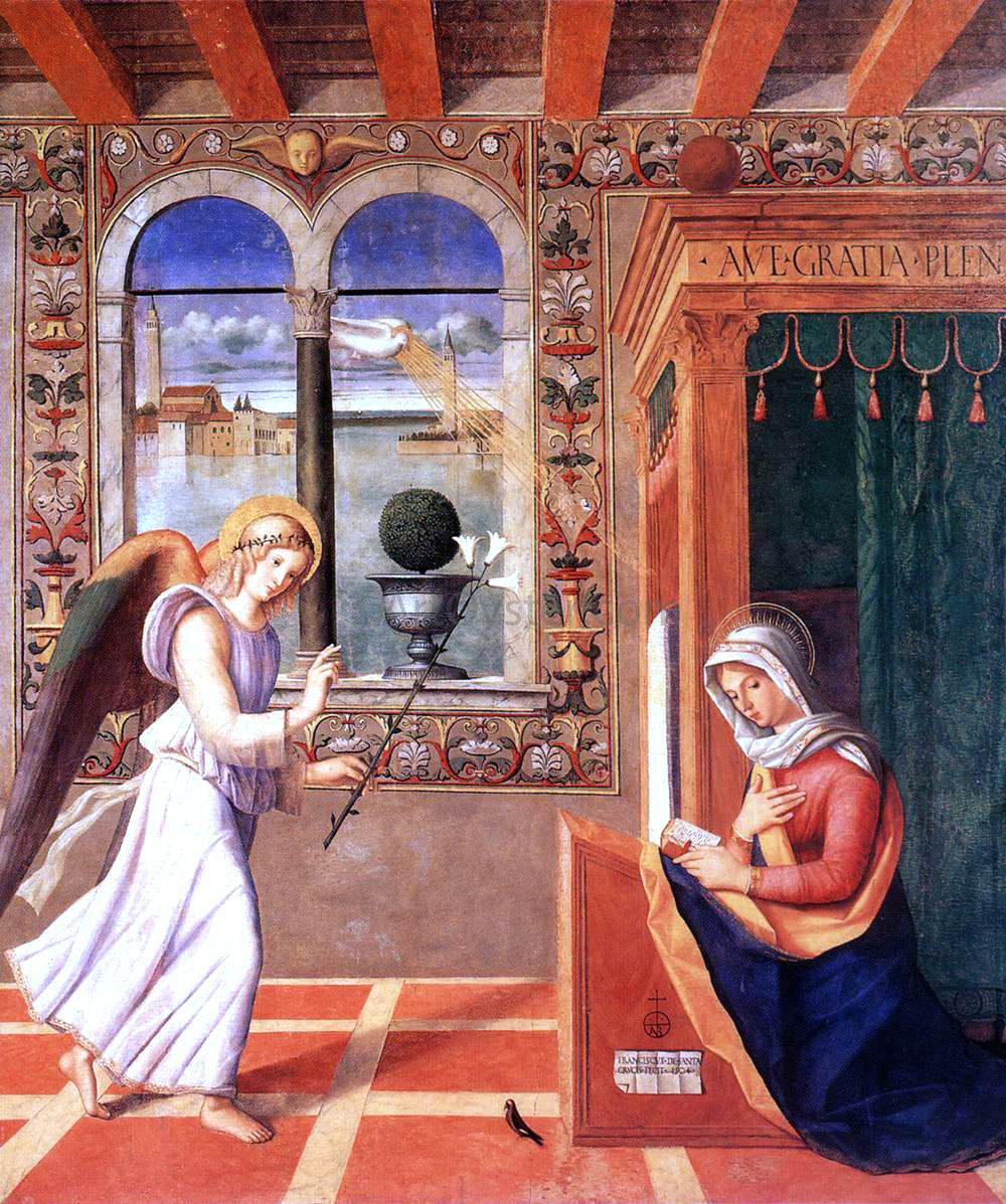  Francesco Di Simone Da Santacroce Annunciation - Hand Painted Oil Painting