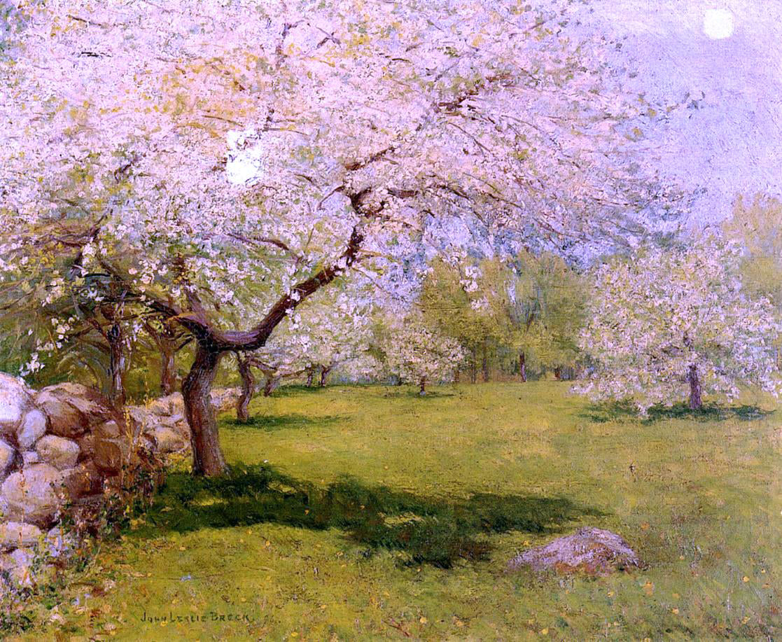  John Leslie Breck Apple Blossoms - Hand Painted Oil Painting