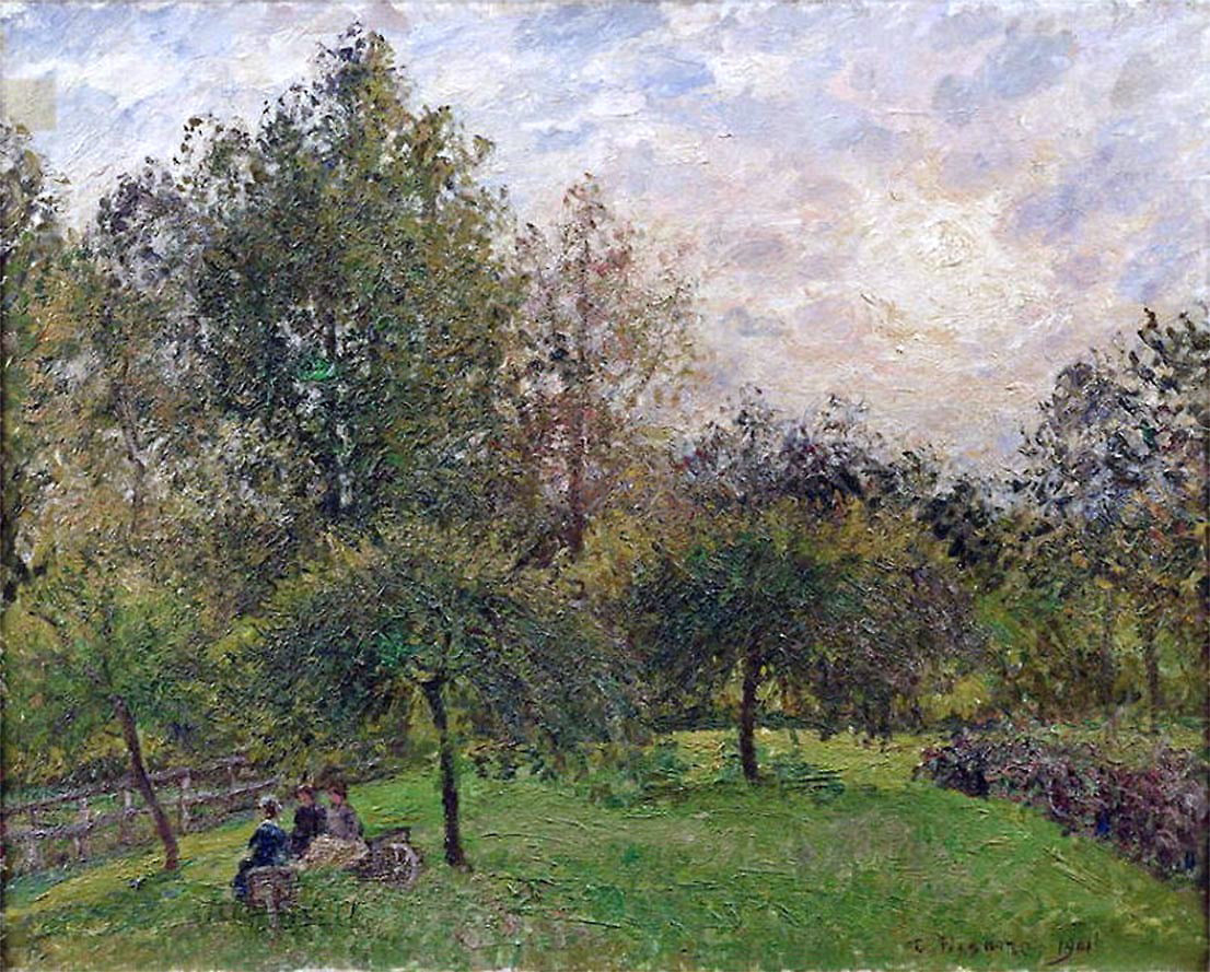  Camille Pissarro Apple Trees and Poplars at Sunset - Hand Painted Oil Painting