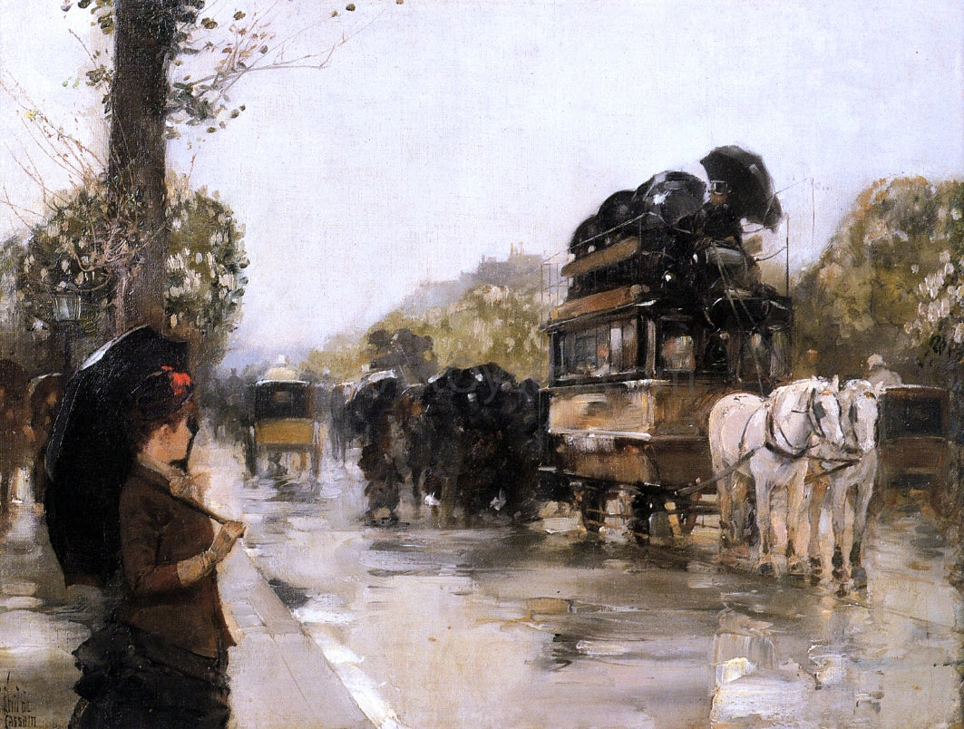  Frederick Childe Hassam April Showers, Champs Elysees Paris - Hand Painted Oil Painting