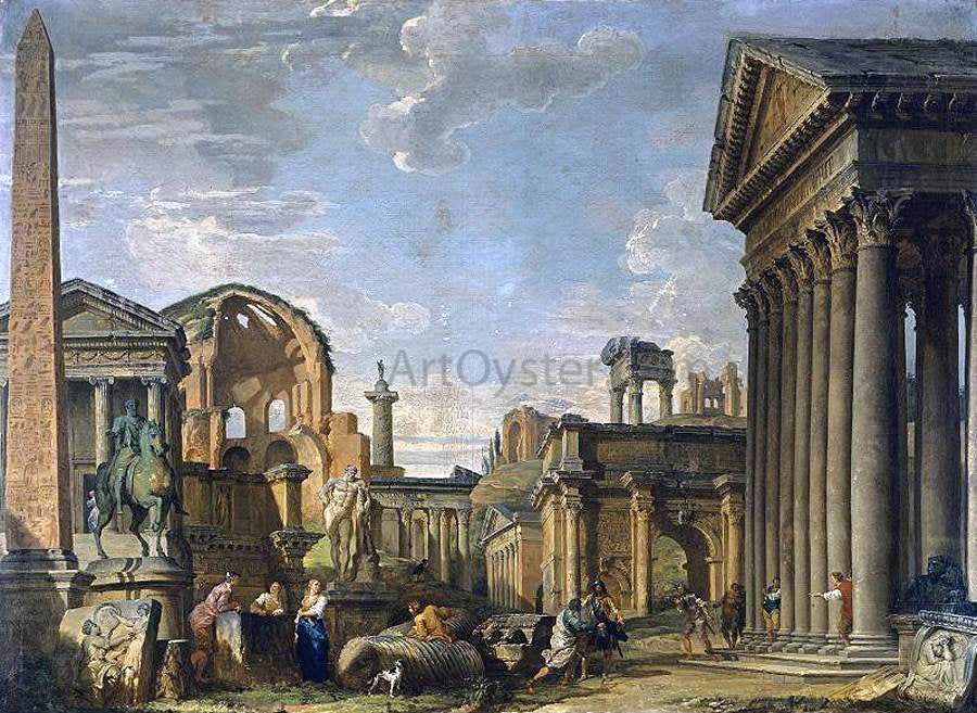  Giovanni Paolo Pannini Architectural Capriccio - Hand Painted Oil Painting