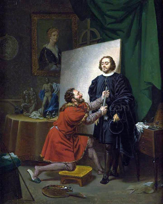  Pierre-Nolasque Bergeret Aretino in the Studio of Tintoretto - Hand Painted Oil Painting