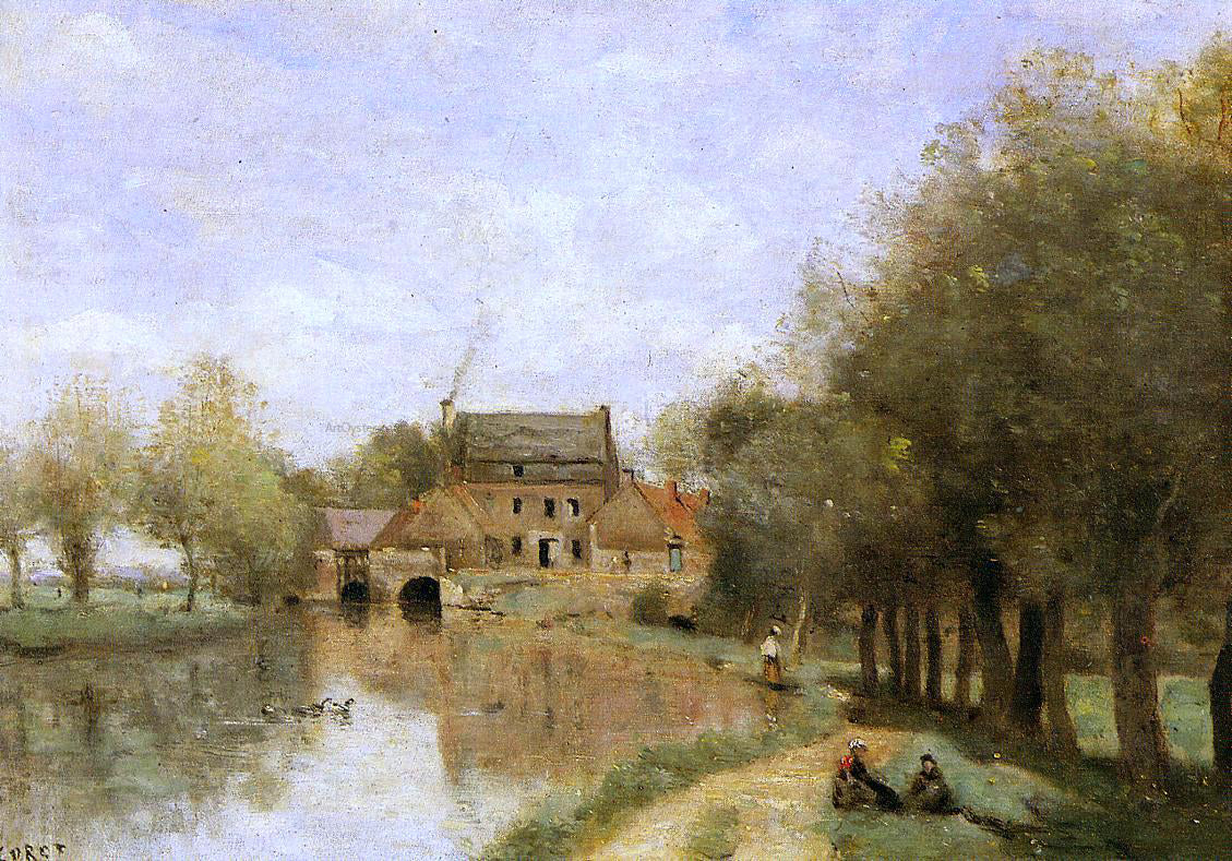  Jean-Baptiste-Camille Corot Arleux-du-Nord, the Drocourt Mill, on the Sensee - Hand Painted Oil Painting