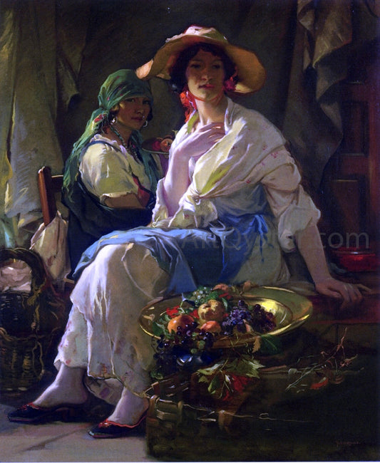  Julius Rolshoven Assisi Market Girls - Hand Painted Oil Painting