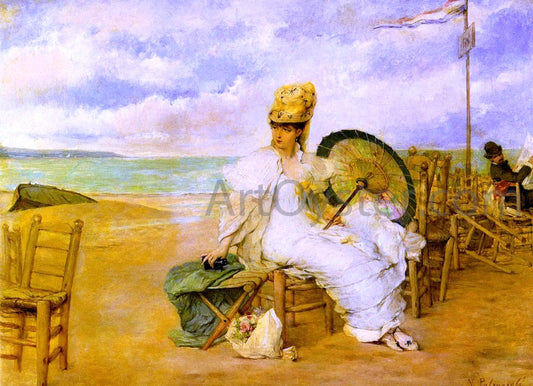 Vicente Palmaroli Y Gonzalez At The Beach - Hand Painted Oil Painting