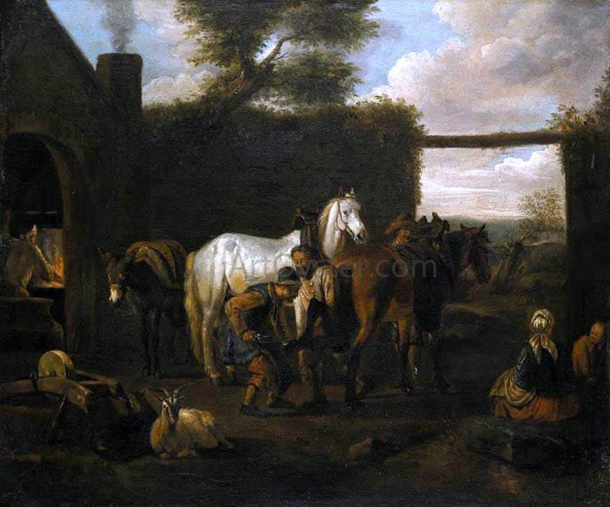  Pieter Van Bloemen At the Forge - Hand Painted Oil Painting