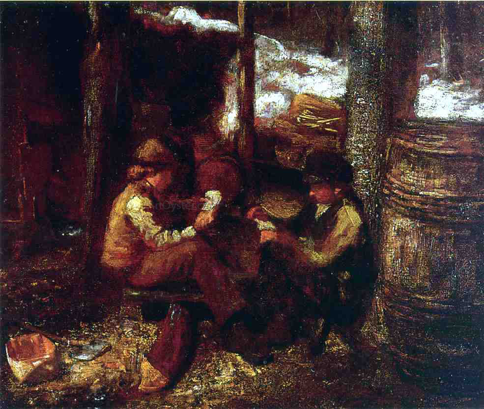  Eastman Johnson At the Maple Sugar Camp - Hand Painted Oil Painting