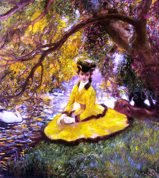  Gaston La Touche At the Riverbank - Hand Painted Oil Painting