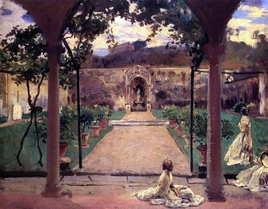  John Singer Sargent At Torre Galli: Ladies in a Garden - Hand Painted Oil Painting