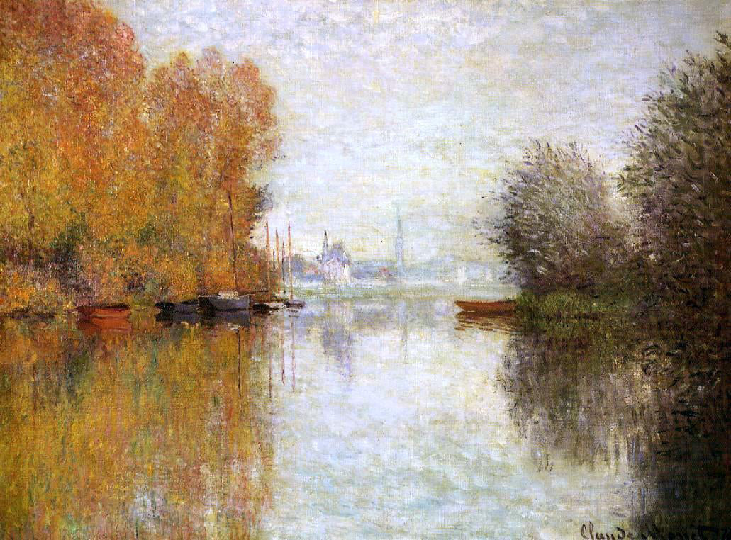  Claude Oscar Monet Autumn on the Seine at Argenteuil - Hand Painted Oil Painting