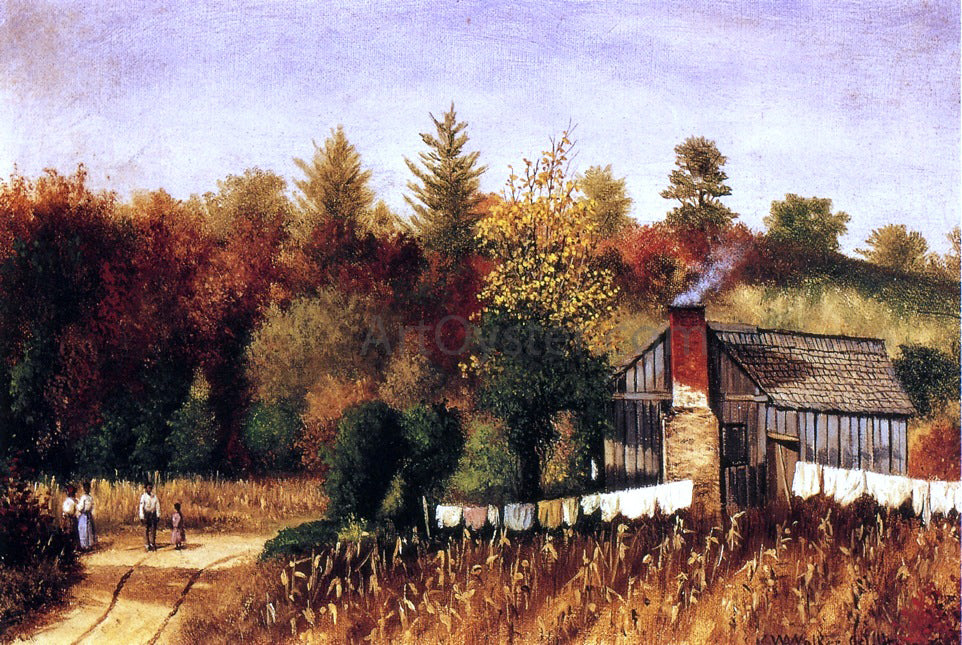  William Aiken Walker Autumn Scene in North Carolina with Cabin, Wash Line, and Cornfield - Hand Painted Oil Painting
