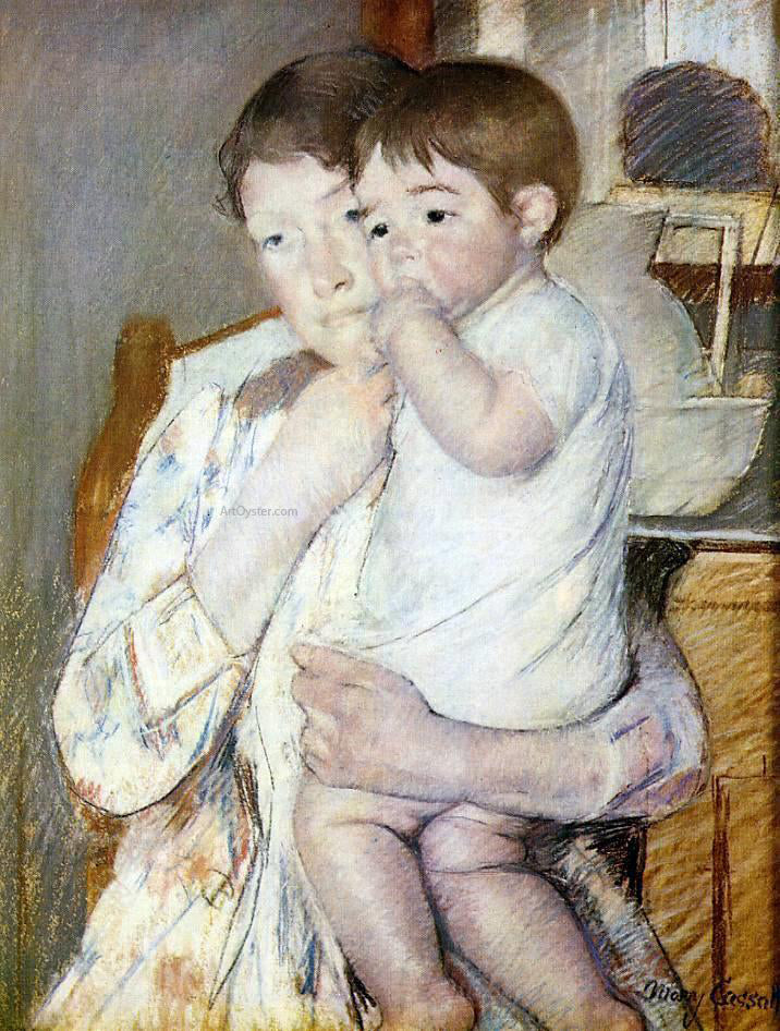  Mary Cassatt Baby in His Mother's Arms, Sucking His Finger - Hand Painted Oil Painting