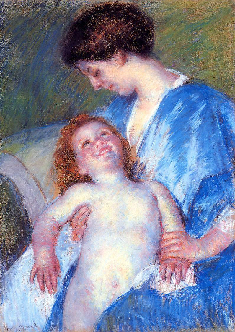  Mary Cassatt Baby Smiling up at Her Mother - Hand Painted Oil Painting