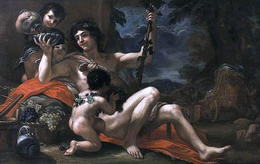  Baldassarre Franceschini Bacchus with Attendant Putti - Hand Painted Oil Painting