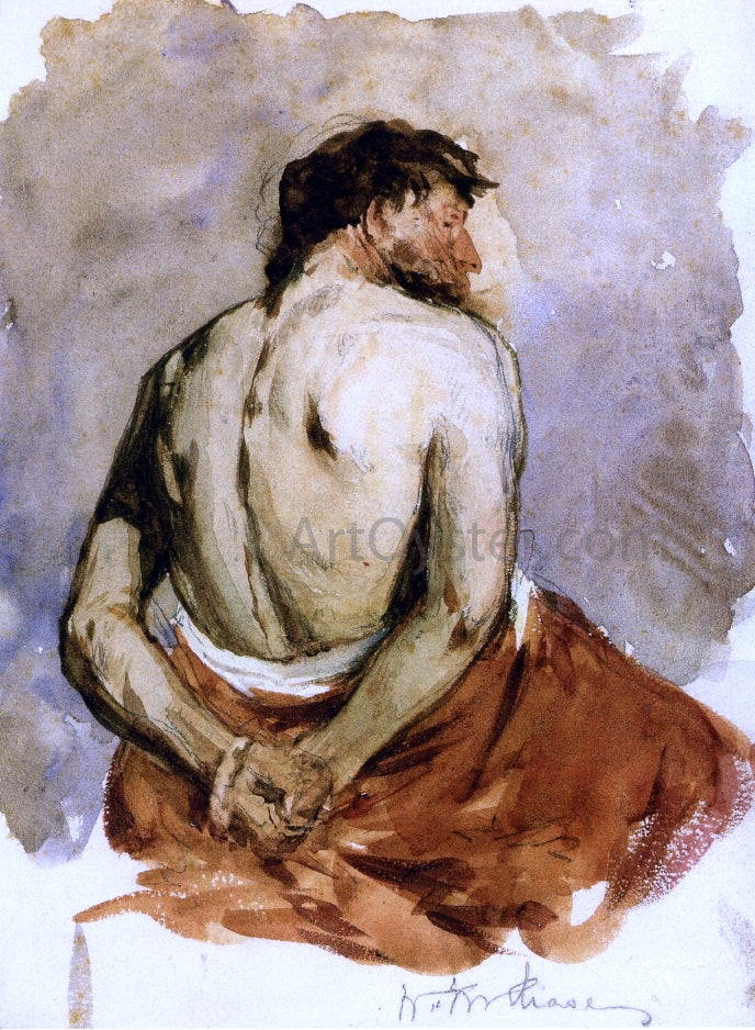  William Merritt Chase Back of a Male Figure - Hand Painted Oil Painting