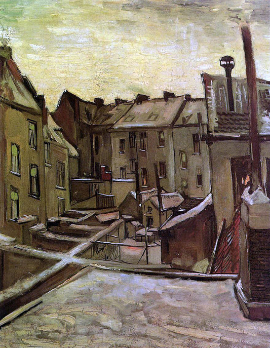  Vincent Van Gogh Backyards of Old Houses in Antwerp in the Snow - Hand Painted Oil Painting
