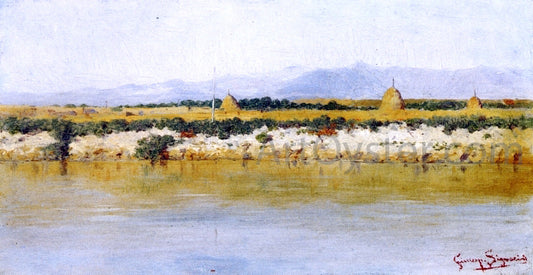  Giuseppe Signorini Banks of a River - Hand Painted Oil Painting