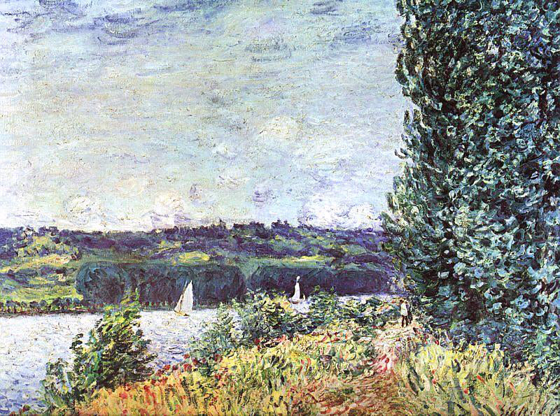  Alfred Sisley Banks of the Seine, Wind Blowing - Hand Painted Oil Painting
