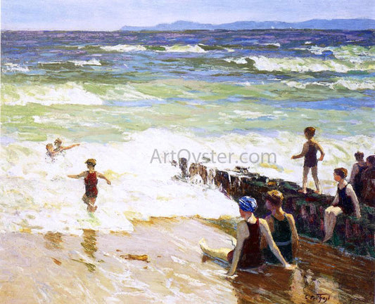  Edward Potthast Bathers by the Shore - Hand Painted Oil Painting