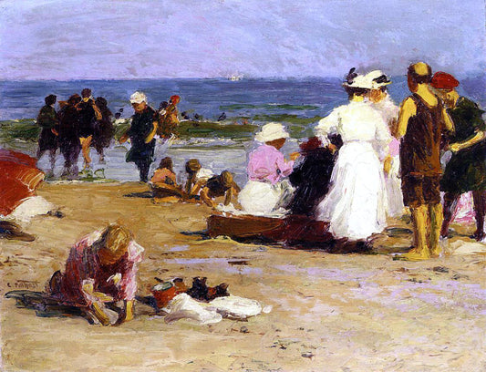  Edward Potthast Bathers in the Surf - Hand Painted Oil Painting