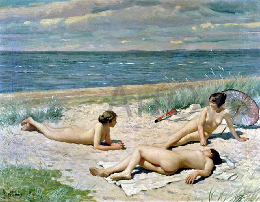  Paul-Gustave Fischer Bathers on a Beach - Hand Painted Oil Painting