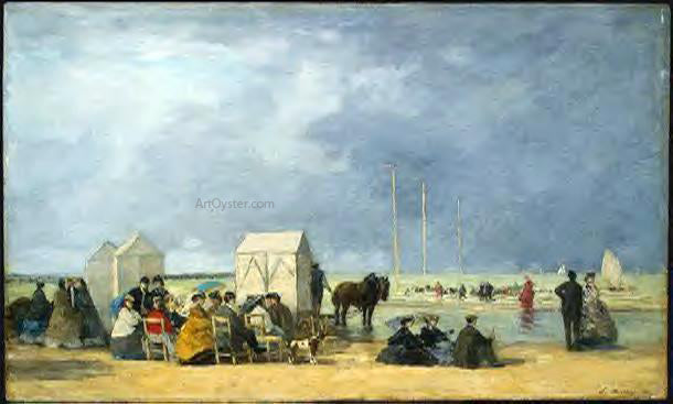  Eugene-Louis Boudin Bathing Time at Deauville - Hand Painted Oil Painting