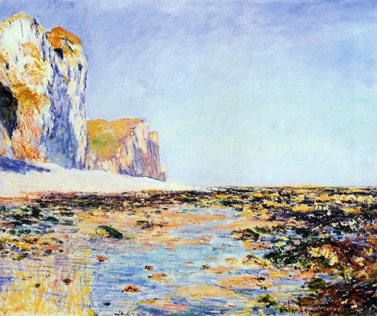 Claude Oscar Monet Beach and Cliffs at Pourville, Morning Effect - Hand Painted Oil Painting