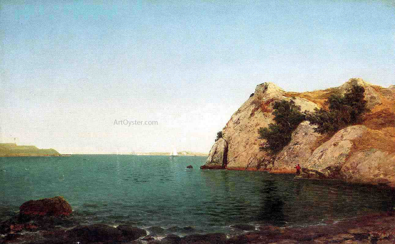  John Frederick Kensett Beacon Rock, Newport Harbor - Hand Painted Oil Painting